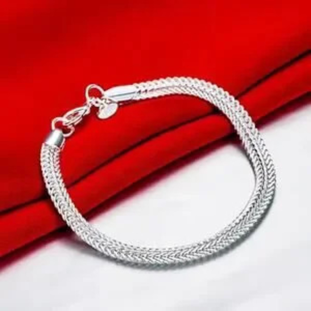 925 Silver Plated Wheat Chain Necklace & Bracelet Set Valentine's Christmas Gift